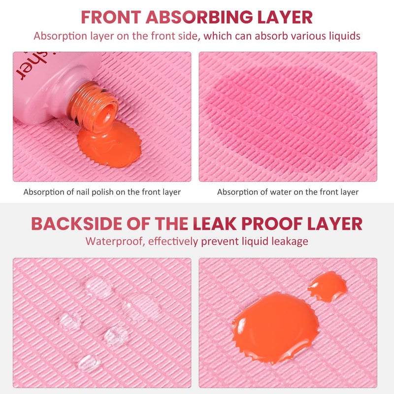 Etercycle Disposable Nail Mats - 20Pcs Fordable Nail Art Table Mats for Table Acrylic Nail Practice Sheet, 3 Ply Waterproof 13" X 18" Clean Pads Nail Art Accessories (Pink) - Image 4